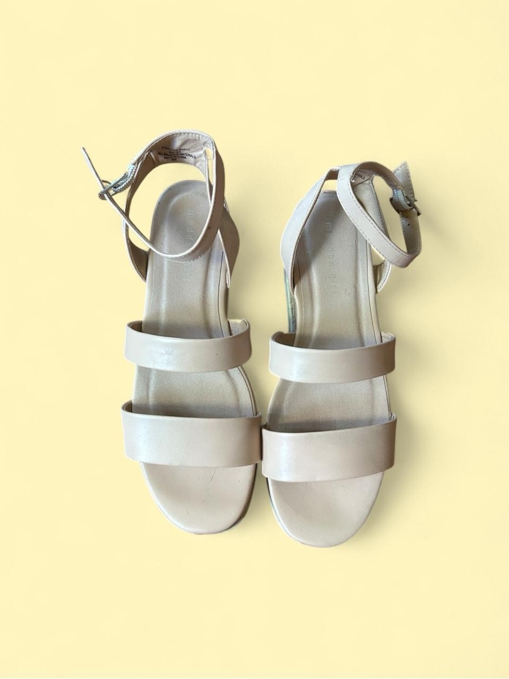 Madden Girl Nude Double-Strap Ankle Buckle Sandals